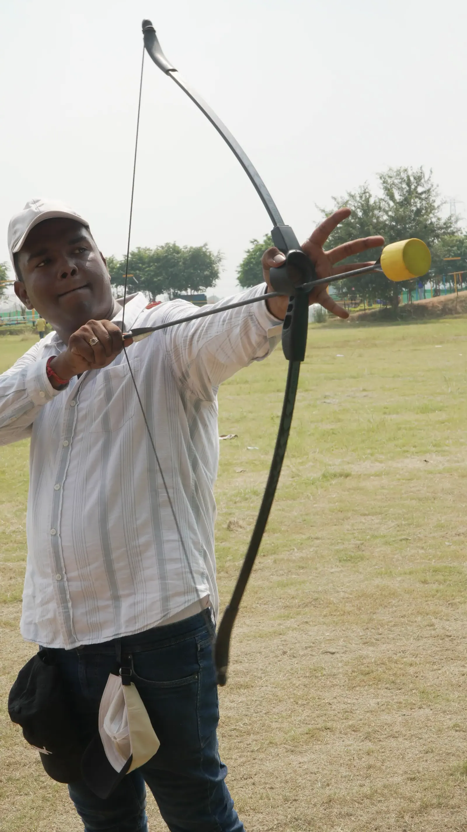 Indian guest trying adventure archery at Veda Adventures Park