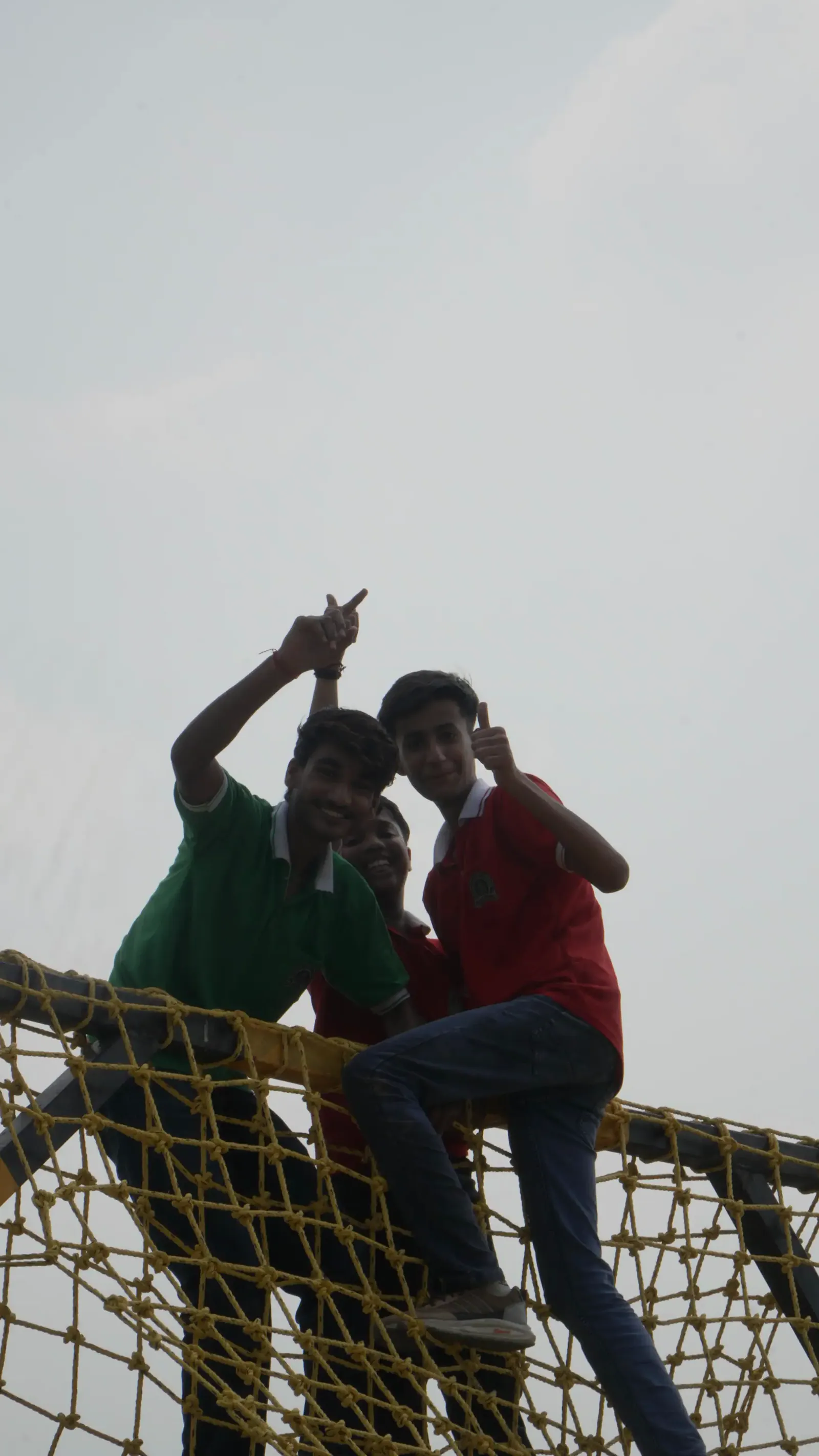 Climbers on the commando net at Veda Adventures Park Noida