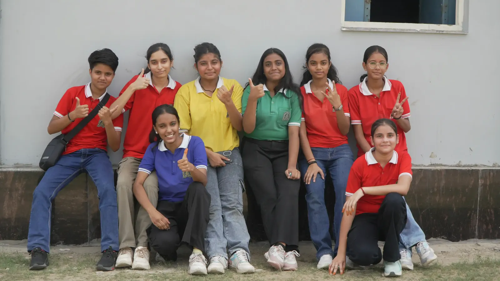 Indian students together during a supervised school picnic in Noida