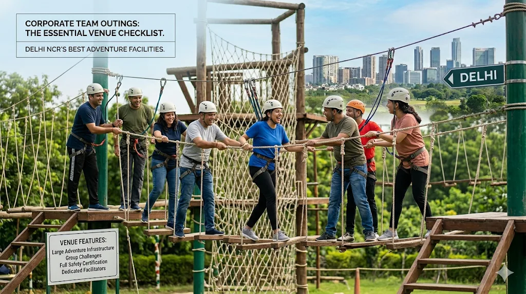 Corporate outing venue near Delhi with outdoor group activities